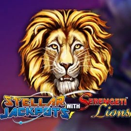 Stellar Jackpots with Serengeti Lions online game logo by Lightning Box Game on bet-point.ca